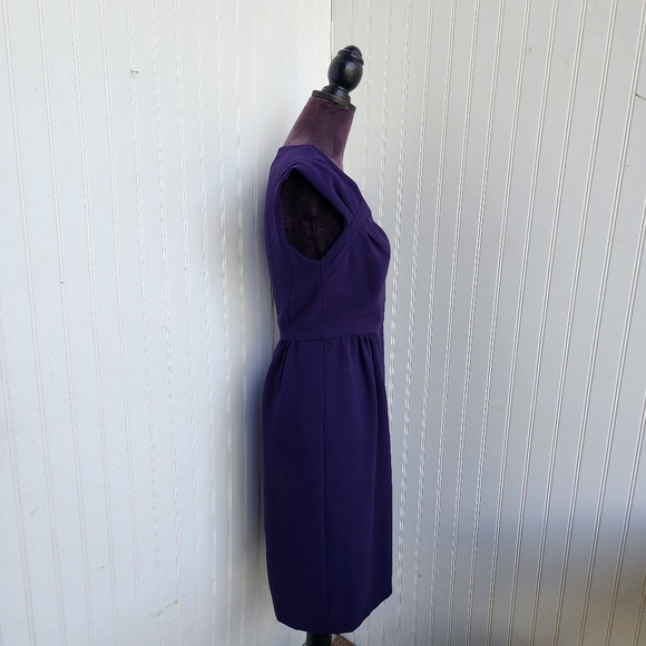 London Times Deep Purple Ruffle Tiered Dress Pencil Straight Sleeveless Lined 10 - Picture 5 of 15